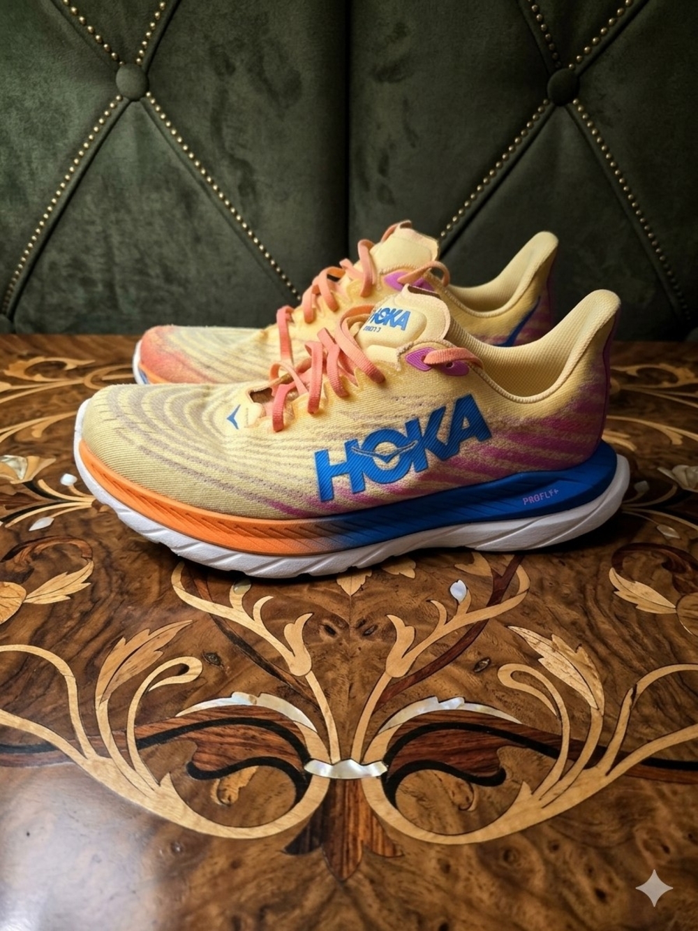 Hoka Women's Running Sneakers in Yellow, Pink & Blue